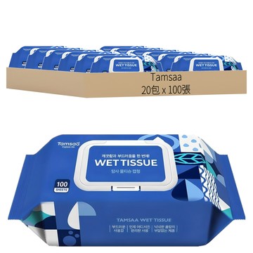 Tamsaa 濕紙巾 掀蓋式 100張  1入  20包