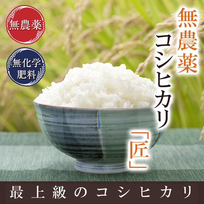 無農薬 玄米 米 10kg(5kg×2） 無農薬 コシヒカリ 匠 令和5年福井県産 新米入荷 送料無料 無農薬・無化学肥料栽培