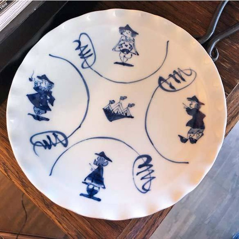 青花 異人さん 皿 有田焼 しん窯 有田焼 皿 有田焼 青花 (しん窯)間取異人