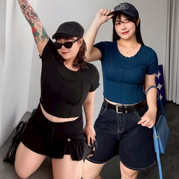 LULUS/PLUS/中大尺碼/自訂款合身不緊身馬甲感木耳邊上衣３色【A01260133】260408