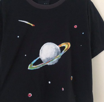 土星短版上衣 - 黑色
