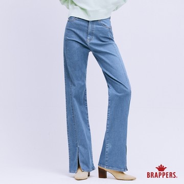 BRAPPERS 女款 美腳ROYAL系列-高腰彈性寬直筒褲-淺藍