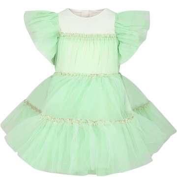 Billieblush Green Tulle Dress For Girl