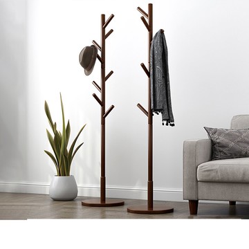 櫸木掛衣架落地家用衣帽架客廳實木簡易立式衣架臥室簡約衣服架子