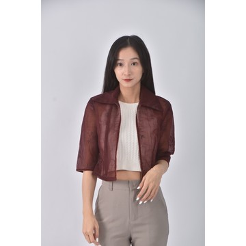 (S) pesaro紡紗花紋紅色罩衫二手衣