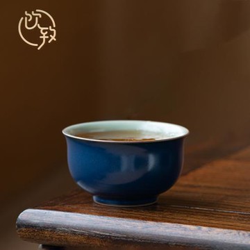 飲致復古陶瓷個人杯汝窯開片可養茶杯單個品茗杯功夫茶具主人杯
