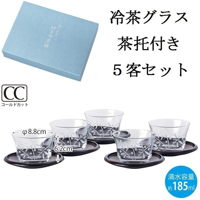 日本製 絵ごよみ 切子揃 冷茶セット 冷茶グラス 五客揃 ５客 茶托付 185ml 新盆 初盆 お盆 来客用 涼し気 上品 ガラス |  LINEショッピング