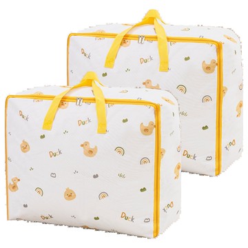 Couselect 防塵防潑水加厚棉被收納袋 中  2個  彩虹鴨子 白色