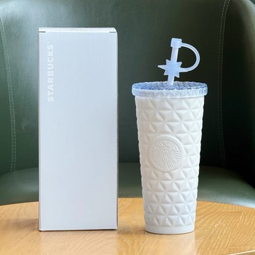 星巴克杯子2026新年禮物雪耀奇境系列高顏值菱格紋不鏽鋼吸管水杯節日禮物