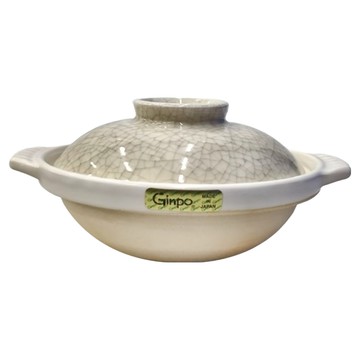 GINPO 銀峯 6號貫入附蓋淺砂鍋 陶瓷材質 日本產  18.5cm  1個