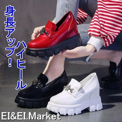 厚底スニーカー レディース ハイカット 美足 10cm 身長アップ 痛くない スニーカー 黒 白 革靴 通販 Lineポイント最大get Lineショッピング