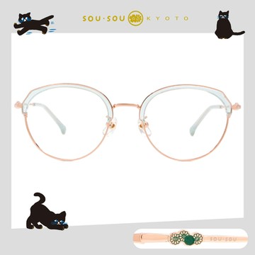 SOU・SOU l 圓與小菊 復古眉框✿果凍綠