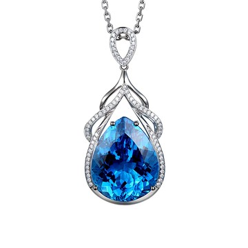 隔日到貨 美人魚的眼淚 18克拉 藍水晶 水晶 項鏈 項鍊 不退色N321