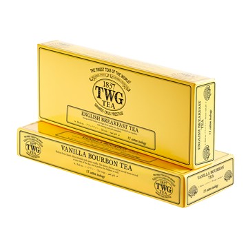 【TWG Tea】 手工純棉茶包雙入組 (波本香草南非國寶茶+英式早餐茶 15包/盒)