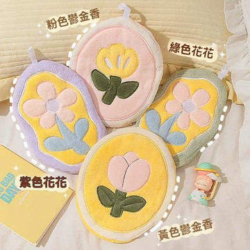 台灣出貨👑鬱金香小雛菊擦手巾 卡通花朵掛式擦手巾 可掛式擦手巾 加厚吸水珊瑚絨抹布 不易掉毛 吸水性強 可愛小手巾