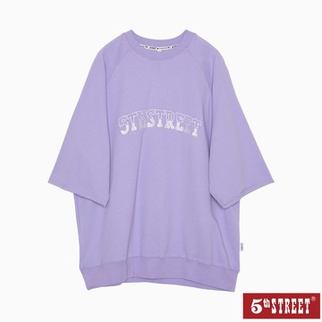 【5th STREET】 中性 短T 短袖 T恤 TEE 不收邊上衣 紫 (571089)