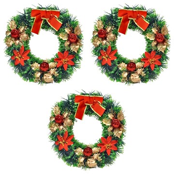 紅金聖誕花圈 14吋  3個