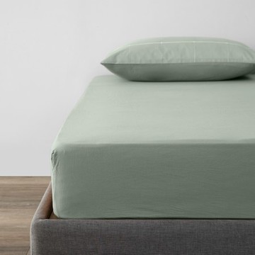 奧可利色織純棉床包特大 綠