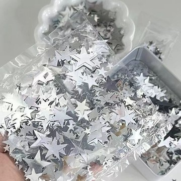 💥臺灣有貨💥免運💥銀色星星亮片ins風高顏值出卡包diy裝飾填充物促銷