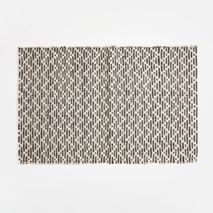 查莉手工編織黃麻玄關墊50x80cm 黑白菱紋