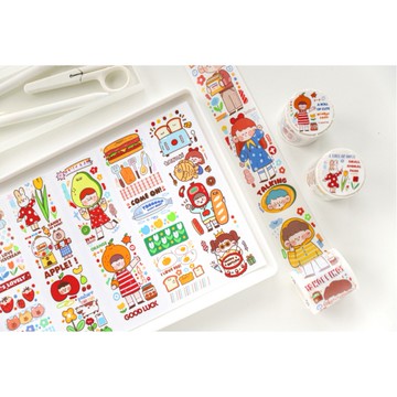 🍋檸檬青🍋現貨特價售完無補一卷小可愛系列卡通自帶離型紙膠帶6款4.5cm*3m貼紙手帳文創筆記素材