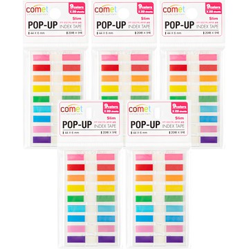 comet 彈出式索引膠帶 纖薄款  1個  44 x 6 mm  5入