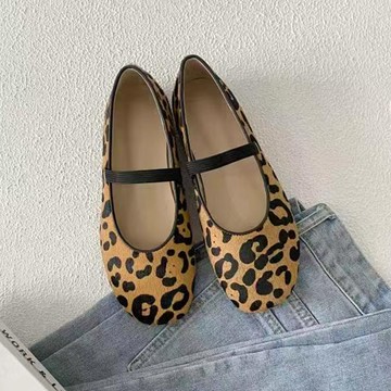 經典真皮圓頭平底單鞋122389C