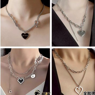 愛心項鍊 五款 項鍊 鈦鋼項鍊【台灣出貨]  項鍊女 心型項鍊 愛心項鏈 嘻哈項鍊 女項鍊 短項鍊 長項鏈  造型項鍊