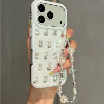 ins韓系 可愛少女 雙層鏤空 米菲兔 碎冰 貝殼紋 iPhone 17 16 15 Pro max 防摔保護 手機殼