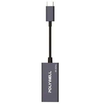 POLYWELL 寶利威爾 Type-C轉HDMI 訊號轉換器 4K 60Hz HDMI Type-C 轉接線 15cm  PW15-T02-A011  1條