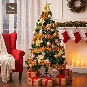 心可樂活-4尺120cm小美好套裝聖誕樹＋優雅香檳金木質彩繪系飾品組（不含燈）_廠商直送