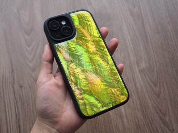 黃色 珍珠母貝 手工手機殼 適用iPhone16,15,14,13,12,11 Pro Max