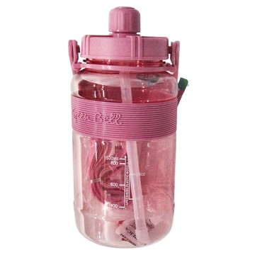 Green Bell 綠貝 精選彈跳吸管太空壺  防滑手握感升級  清楚刻度  飲品容量一目瞭然  顏色隨機  1.5L  1個