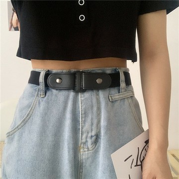 無痕隱形彈力松緊皮帶女收腰神器褲帶百搭牛仔褲懶人腰帶男裝飾夏