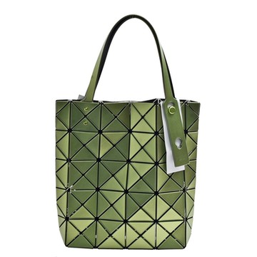 ISSEY MIYAKE 三宅一生BAOBAO幾何方格4X5手提包(S-橄欖綠色)
