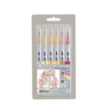 【Kuretake 吳竹】PALE COLORS I 彩繪毛筆 6色/盒 RB-6000AT/6VG(日本品牌)