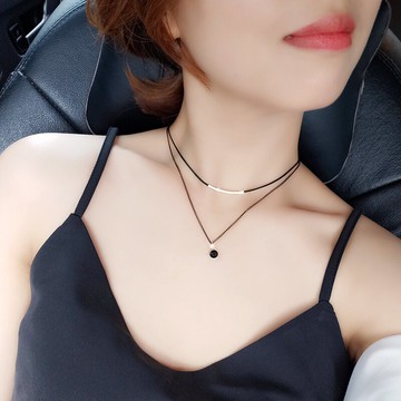 雙層項鏈女短款鎖骨鏈潮網紅ins酷韓版簡約氣質個性脖子配飾頸鏈