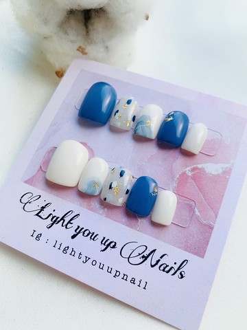 LIGHT YOU UP 清新藍雨點點美甲片/t穿戴甲 NA83