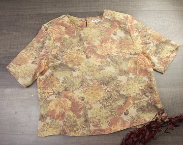 大號 | 復古黃色女式襯衫 | 短袖上衣| 女士日本複古服裝