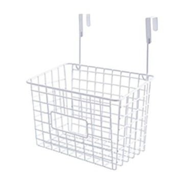 J-Life Stuff 門後掛勾鐵製收納籃  1組  白色  23.3 x 15 x 30cm