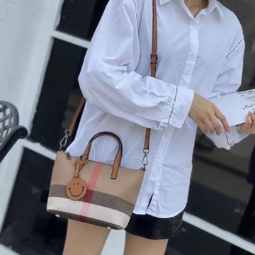 2024新款時尚手提包大容量歐美休閑真皮女包高檔格子包單肩斜跨包