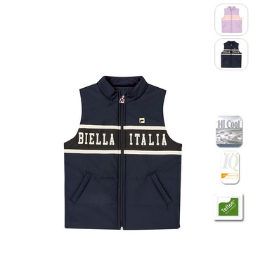 【FILA】KIDS 孩童款 吸濕排汗 抗UV 鋪棉背心-丈青 1VEY-8415-NV