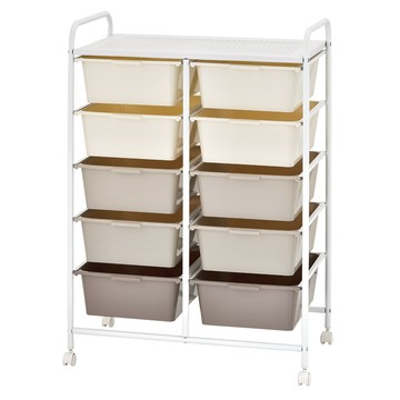 【ikloo】奶茶色雙排五層收納抽屜車