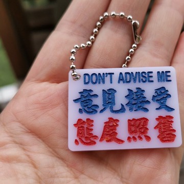 意見接受 態度照舊 膠匙扣 吊牌 不干膠貼膜 雕刻 趣味潮詞 方言