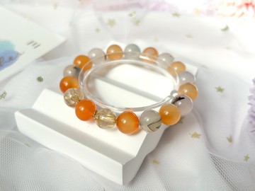 【2026年十二生肖開運水晶】天然瑪瑙 金髮晶 14K包金 設計款手鍊