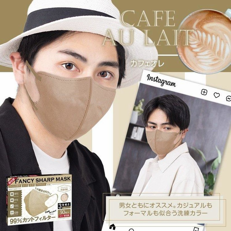 送料無料商品の通販 SHARP FANCY MASKマスク個包装30枚入 3D両面同色 不織布 マスク その他