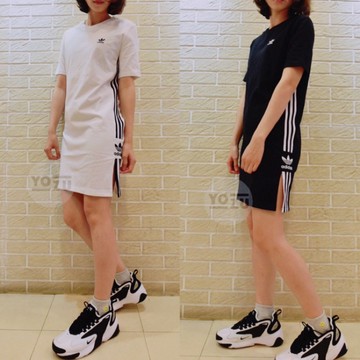 ⭐️YOZU ⭐️Aides 愛迪達 女生 洋裝 黑白 三條線 FU1732 GC6617