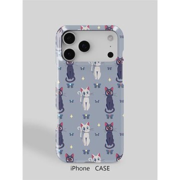 卡通iPhone17Promax12紫色貓咪iPhone14手機殼蘋果超薄硬磨砂可愛13