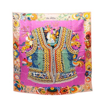 HERMES 愛馬仕 紫色系 絲綢 Costume de Fete Scarf 90 方巾 【二手名牌BRAND OFF】