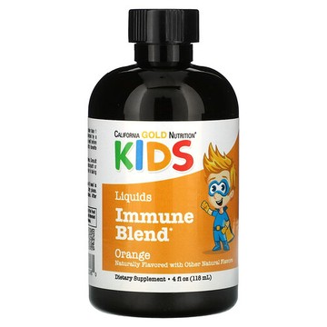 California Gold Nutrition, 含橄欖葉提取物、貫葉連翹提取物和膠體銀的兒童機體抵抗支持液，無乙醇，橙味，4 液量盎司（118 毫升）